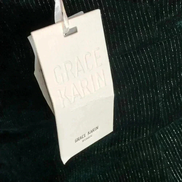 Grace Karin Women Mesh Patchwork Party Dress  Slim High Waist green Party Dress - Picture 3 of 6